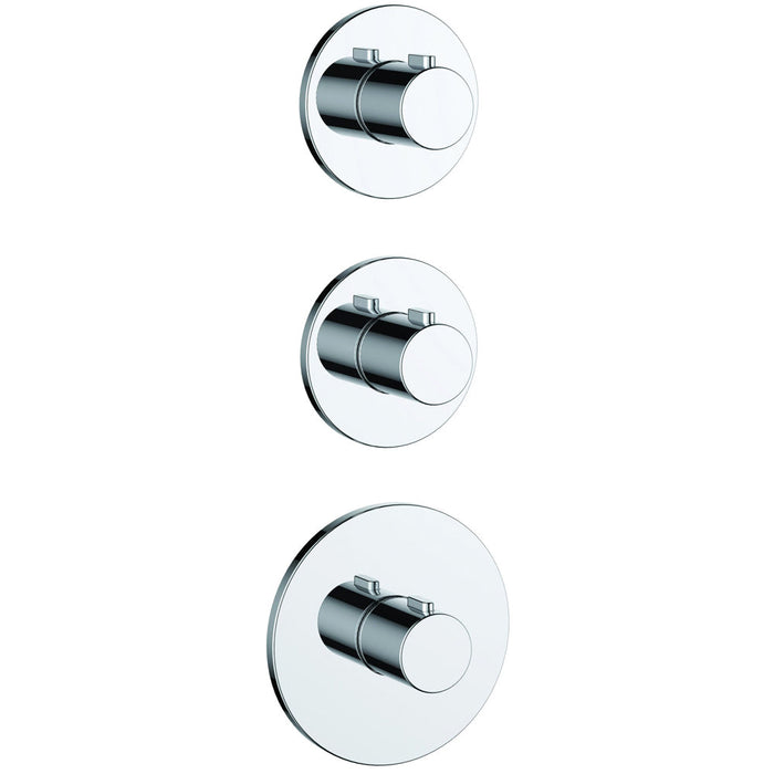 JTP Hugo 3 Handle 2 Outlet Thermostatic Shower Valve On Single Plates - Unbeatable Bathrooms