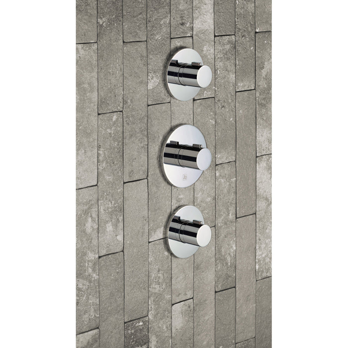 JTP Hugo 3 Handle 2 Outlet Thermostatic Shower Valve On Single Plates - Unbeatable Bathrooms