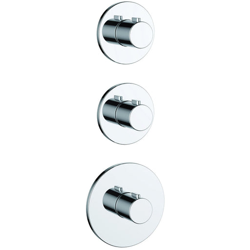 JTP Hugo 3 Handle 3 Outlet Thermostatic Shower Valve On Single Plates - Unbeatable Bathrooms