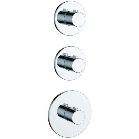 JTP Hugo 3 Handle 3 Outlet Thermostatic Shower Valve On Single Plates - Unbeatable Bathrooms