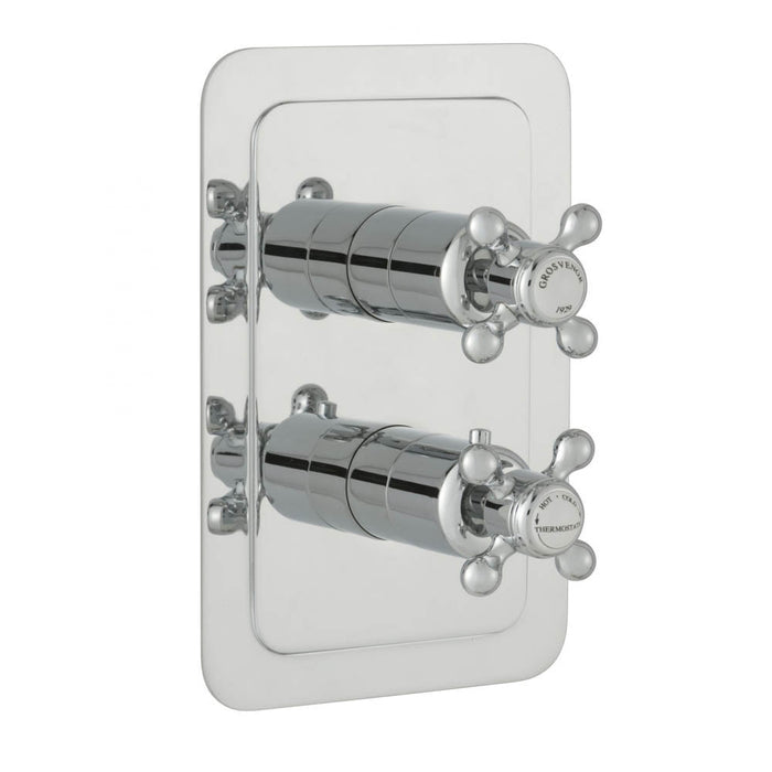JTP Grosvenor Cross Thermostatic Concealed 2 Outlet 2 Controls Shower Valve - Unbeatable Bathrooms