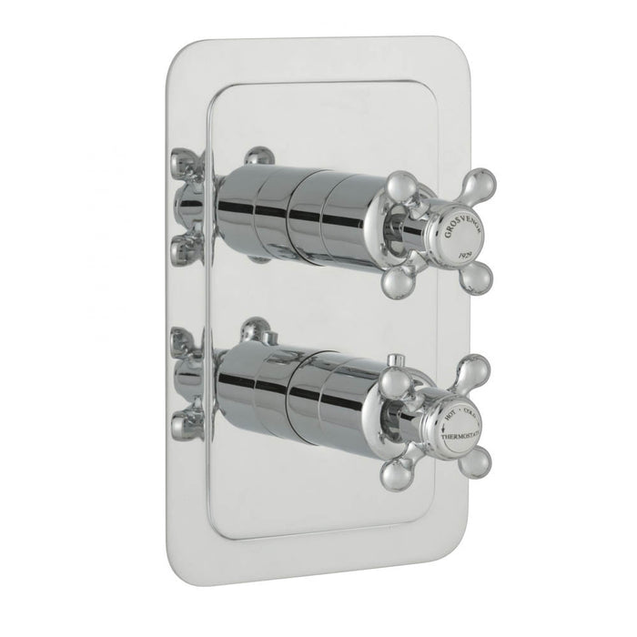 JTP Grosvenor Cross Thermostatic Concealed 2 Outlet 2 Controls Shower Valve - Unbeatable Bathrooms