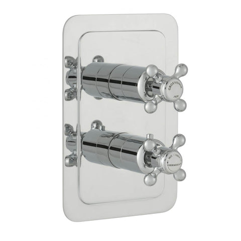 JTP Grosvenor Cross Thermostatic Concealed 2 Outlet 2 Controls Shower Valve - Unbeatable Bathrooms