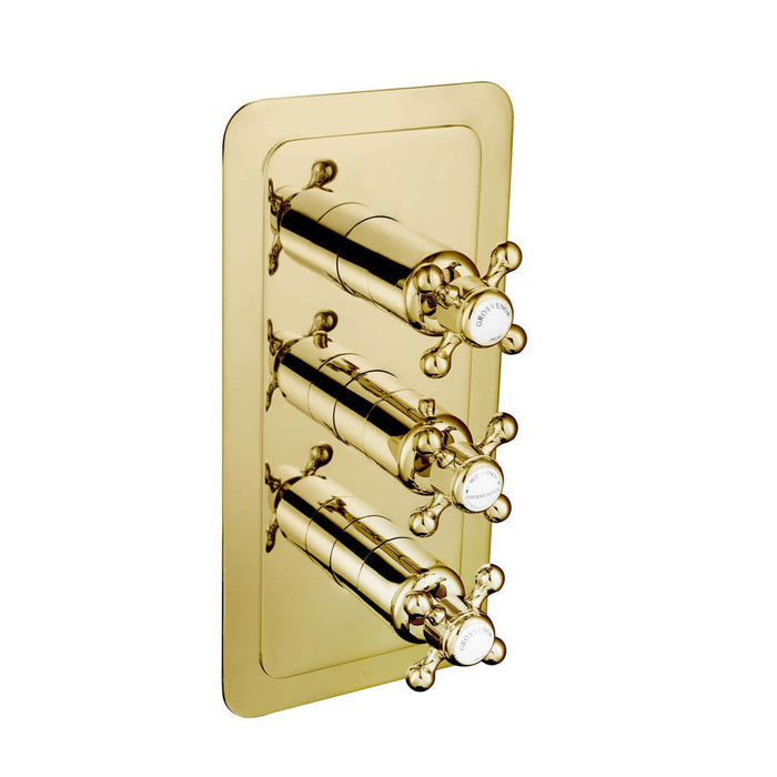 JTP Grosvenor Cross Thermostatic Concealed 2 Outlet 3 Controls Shower Valve - Unbeatable Bathrooms