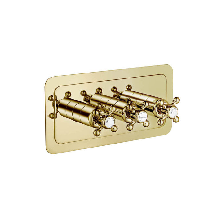 JTP Grosvenor Cross Thermostatic Concealed 3 Outlet 3 Controls Shower Valve Horizontal - Unbeatable Bathrooms