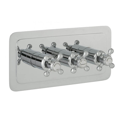 JTP Grosvenor Cross Thermostatic Concealed 2 Outlet 3 Controls Shower Valve Horizontal - Unbeatable Bathrooms