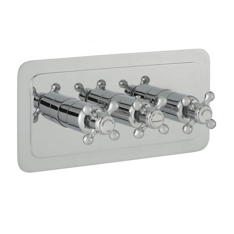 JTP Grosvenor Cross Thermostatic Concealed 2 Outlet 3 Controls Shower Valve Horizontal - Unbeatable Bathrooms
