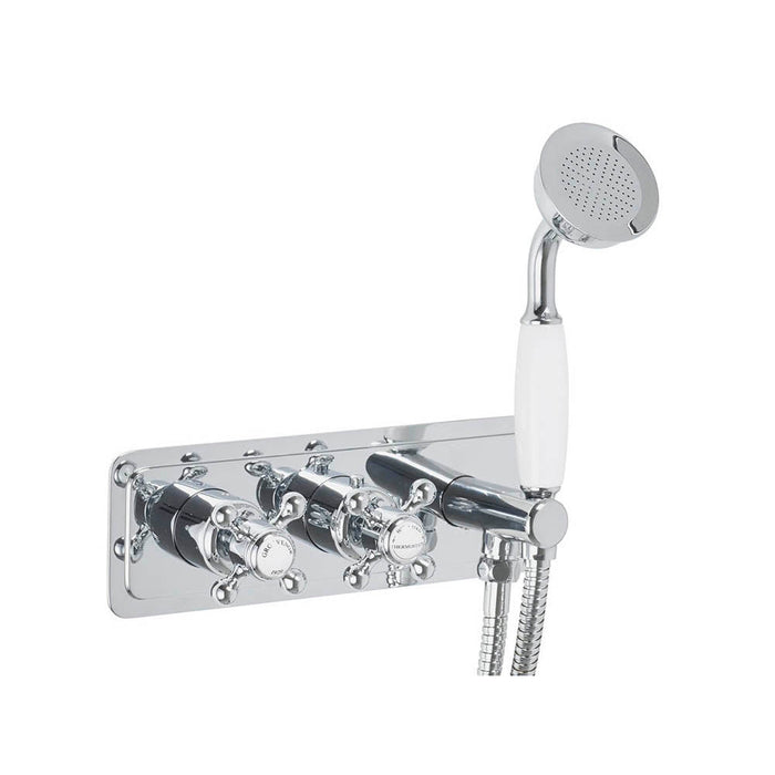 JTP Grosvenor Cross Thermostatic Concealed 2 Outlet 2 Controls Shower Valve & Handset - Unbeatable Bathrooms