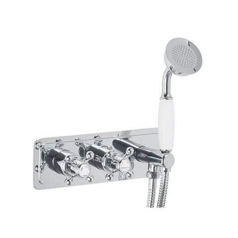 JTP Grosvenor Cross Thermostatic Concealed 2 Outlet 2 Controls Shower Valve & Handset - Unbeatable Bathrooms