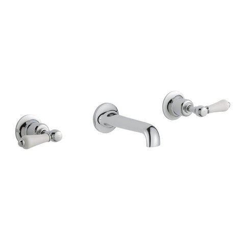 JTP Grosvenor Lever 3 Hole Wall Mounted Basin Mixer Tap - Unbeatable Bathrooms
