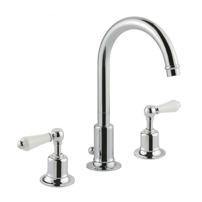 JTP Grosvenor Lever 3 Hole Basin Mixer Tap Swivel Spout - Unbeatable Bathrooms
