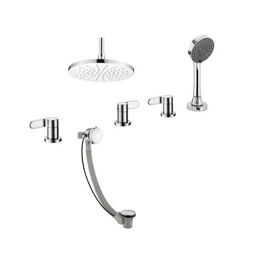 JTP Vue 4 Hole 3 Outlet Bath Shower Mixer Tap & Overhead Shower - Unbeatable Bathrooms