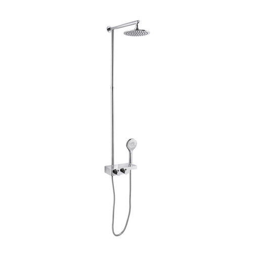JTP Thermostatic Vertical Shower Rail With Overhead Shower & Push Button Multifunction Shower Hand Set - Unbeatable Bathrooms