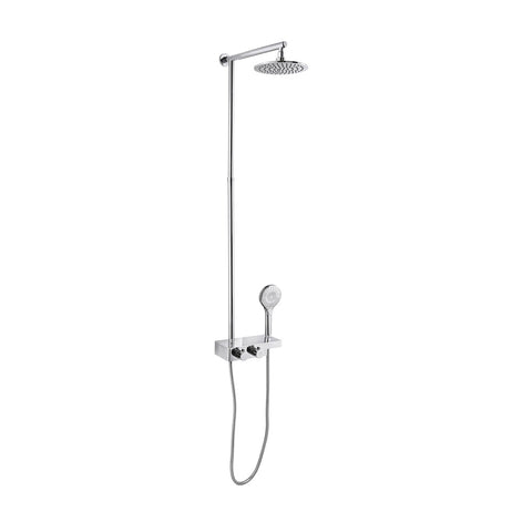 JTP Thermostatic Vertical Shower Rail With Overhead Shower & Push Button Multifunction Shower Hand Set - Unbeatable Bathrooms