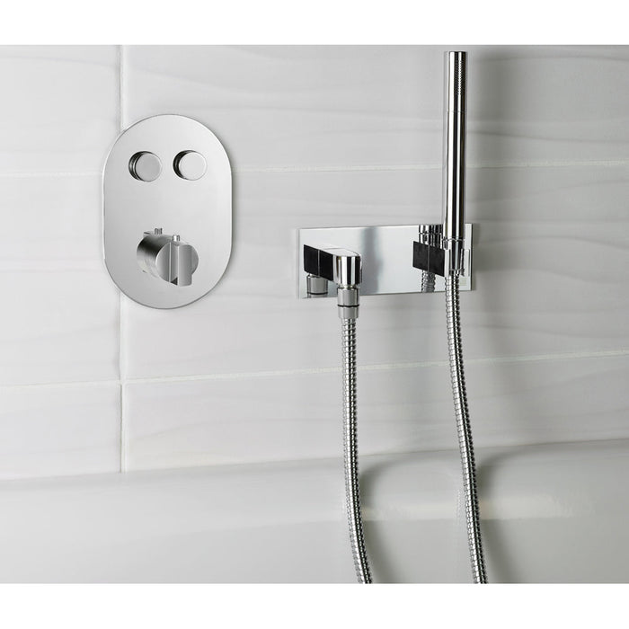 JTP Round Water Outlet & Holder With Metal Hose & Slim Hand Shower - Unbeatable Bathrooms