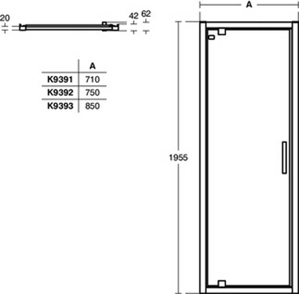 Ideal Standard Connect 2 Pivot Door with Idealclean Clear Glass - Unbeatable Bathrooms