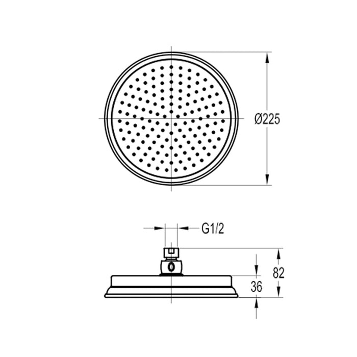 Flova Liberty 225mm Traditional Brass Rain Shower - Unbeatable Bathrooms