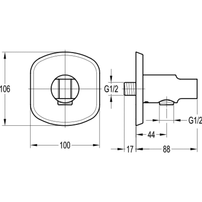 Flova Oval Wall Outlet Elbow with Handset Holder - Unbeatable Bathrooms