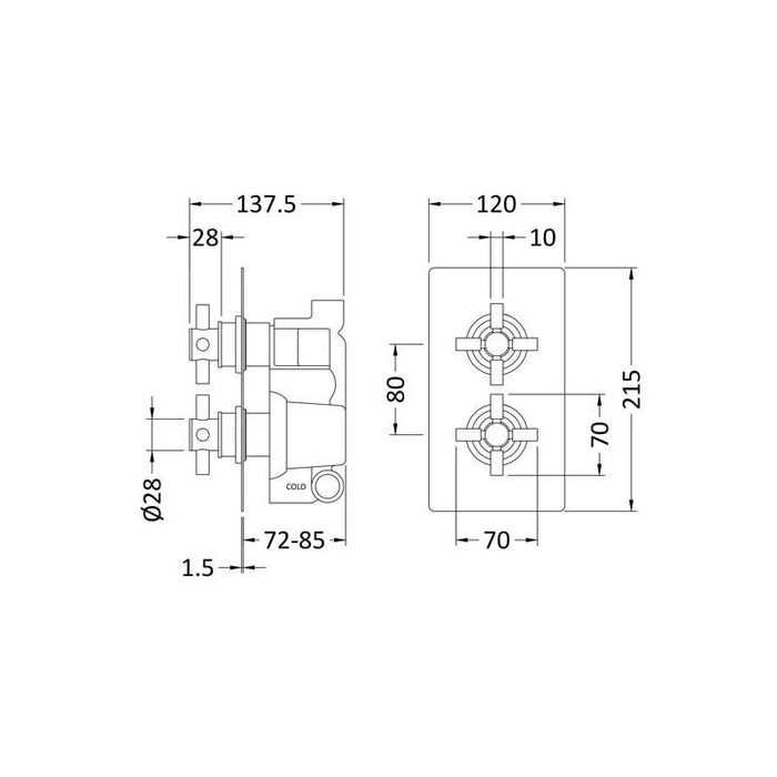 Hudson Reed Kristal Twin Thermostatic Shower Valve - Unbeatable Bathrooms