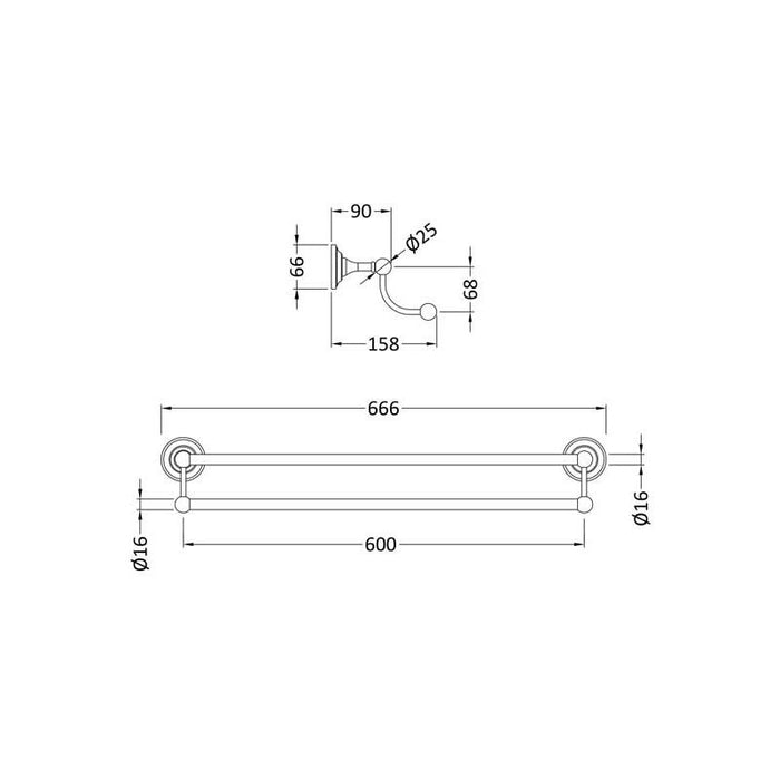 Hudson Reed Storage Double Towel Rail - Unbeatable Bathrooms