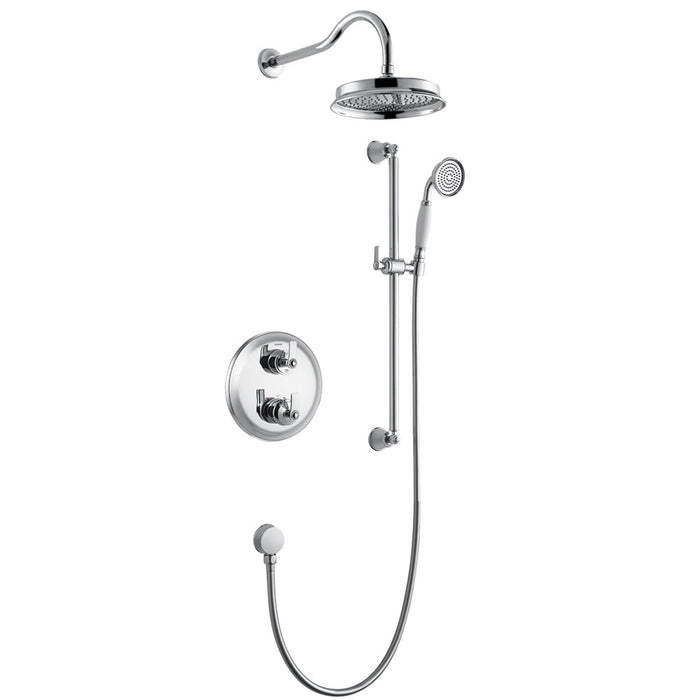 Flova Liberty 2-Outlet Thermostatic Shower Pack with Rain Shower and Slide Rail Kit - Unbeatable Bathrooms