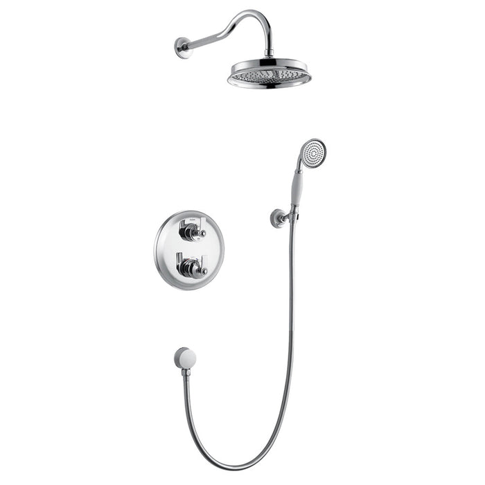 Flova Liberty 2-Outlet Thermostatic Shower Pack with Rain Shower And Hand Shower Kit - Unbeatable Bathrooms