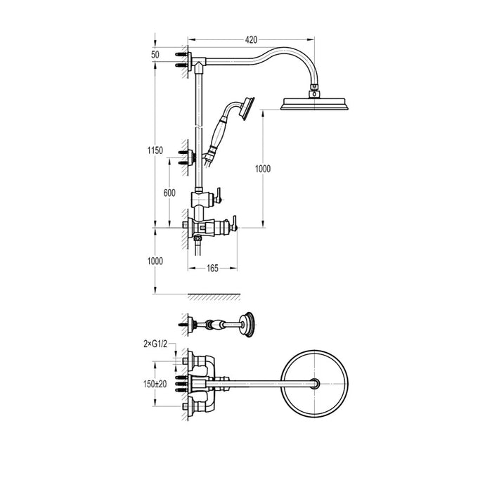 Flova Liberty Exposed Thermostatic Shower Column with Shower Set - Unbeatable Bathrooms