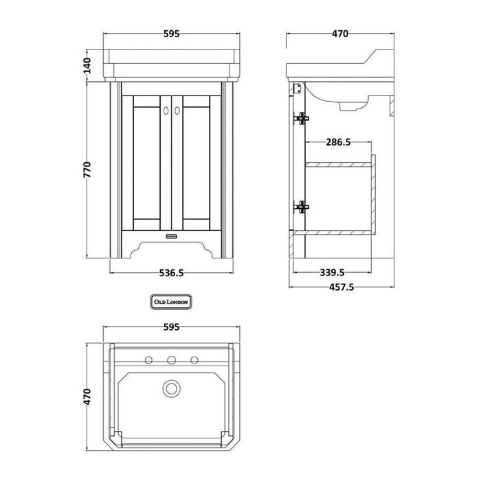 Hudson Reed Old London Vanity Unit - Floor Standing 2 Door Unit with Basin - Unbeatable Bathrooms