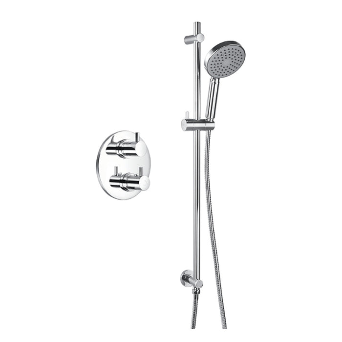 Flova Levo Thermostatic 1-Outlet Shower Valve with Slide Rail Kit - Round - Unbeatable Bathrooms
