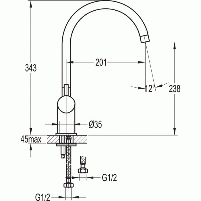 Flova Levo Two Handle Spout Kitchen Mixer - Unbeatable Bathrooms