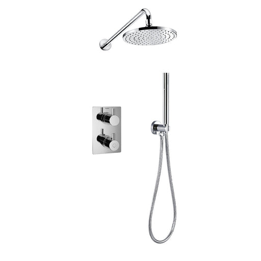 Flova Levo Thermostatic 2-Outlet Shower Valve with Fixed Head and Handshower Kit - Square - Unbeatable Bathrooms