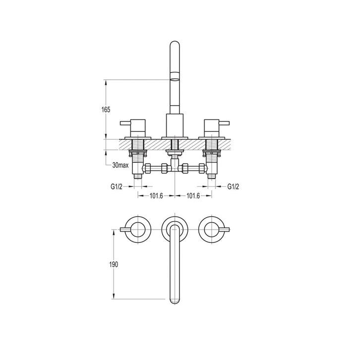 Flova Levo 3-Hole Bath Filler - Unbeatable Bathrooms