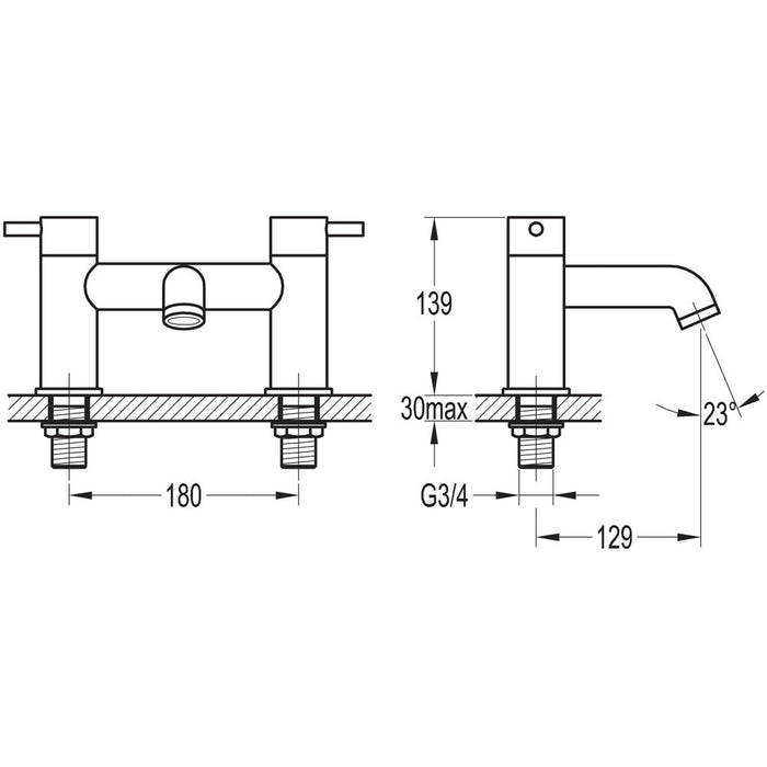 Flova Levo Deck Mounted Bath Filler - Unbeatable Bathrooms