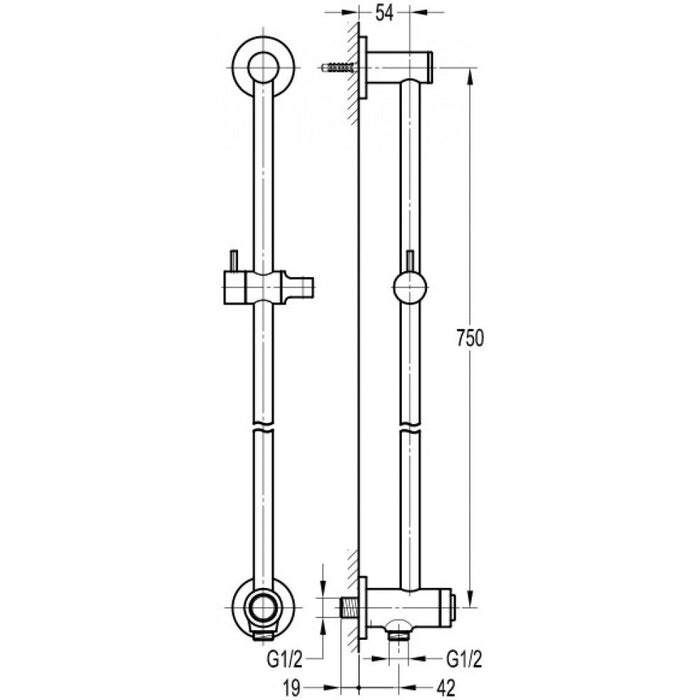 Flova Round Slide Rail Kit with Goclick&reg; On/Off Control and Integral Wall Outlet - Unbeatable Bathrooms