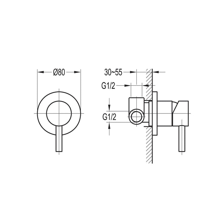Flova Levo Concealed Manual Shower Mixer with Single Outlet - Round Plate - Unbeatable Bathrooms