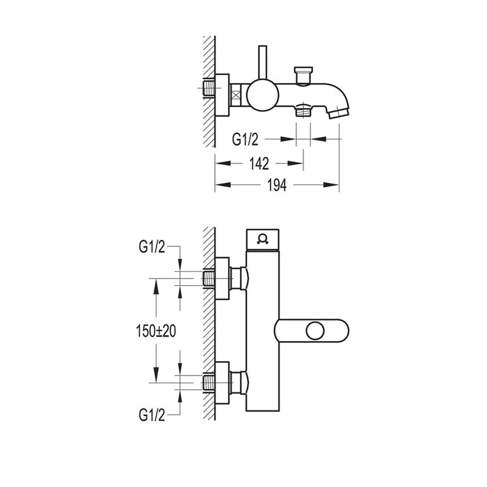 Flova Levo Wall Mounted Manual Single Lever Bath Filler - Unbeatable Bathrooms