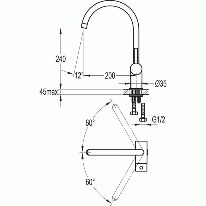 Flova Levo Single Handle Spout Kitchen Mixer - Unbeatable Bathrooms