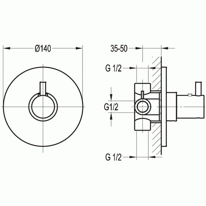 Flova Levo Concealed Thermostatic Mixer with Dual Outlet (Excludes Shut-Off Valve) - Unbeatable Bathrooms