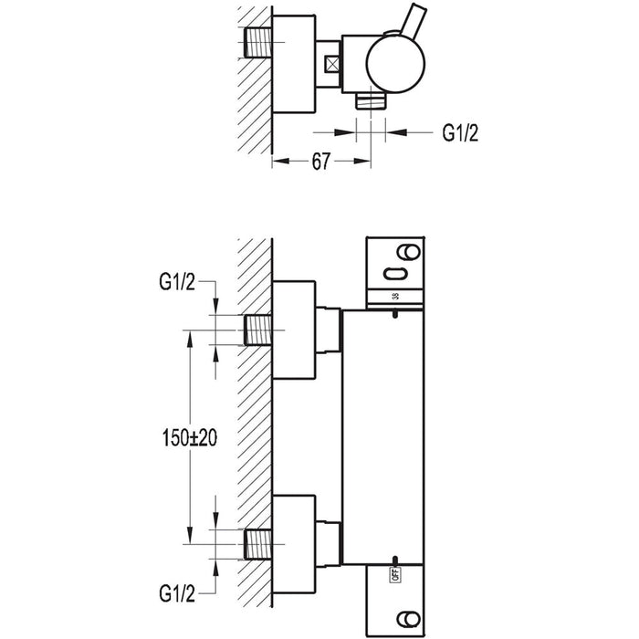 Flova Levo Exposed Thermostatic Shower Mixer (Excludes Kit) - Unbeatable Bathrooms