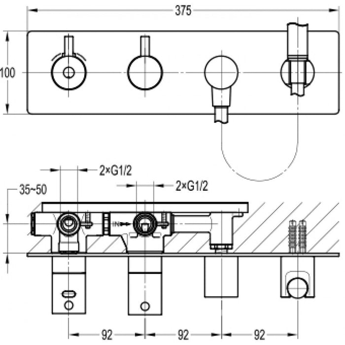 Flova Levo Thermostatic Concealed 3 Outlet Shower Valve with Integral Shower Kit - Unbeatable Bathrooms