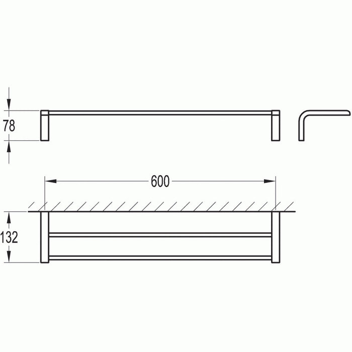 Flova Lynn 600mm Double Towel Bar - Unbeatable Bathrooms