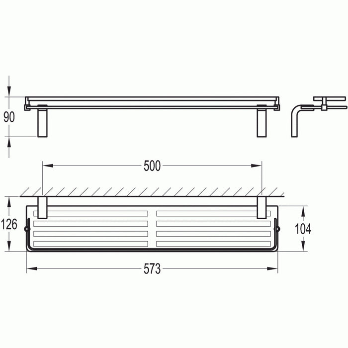 Flova Lynn 575mm Glass Shelf - Unbeatable Bathrooms