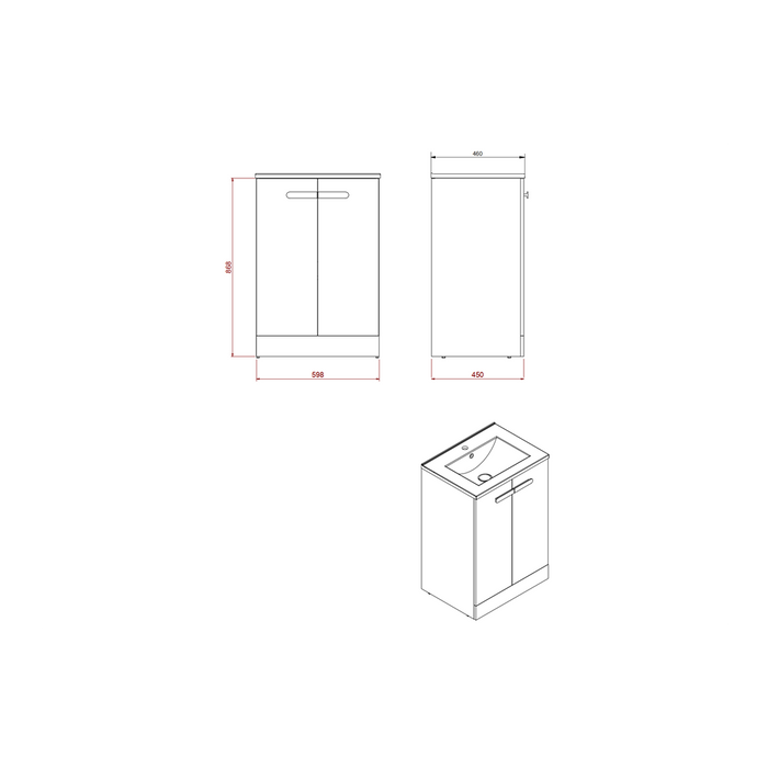 Britton MyHome 600mm Vanity Unit - Floor Standing 2 Door Unit - Unbeatable Bathrooms