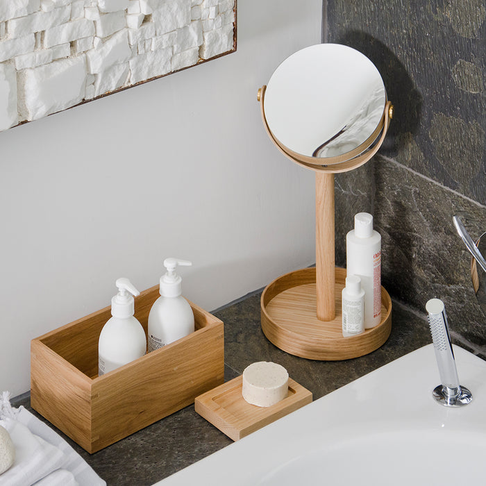 Wooden Close-up Magnifying Mirror - Natural Oak - Unbeatable Bathrooms