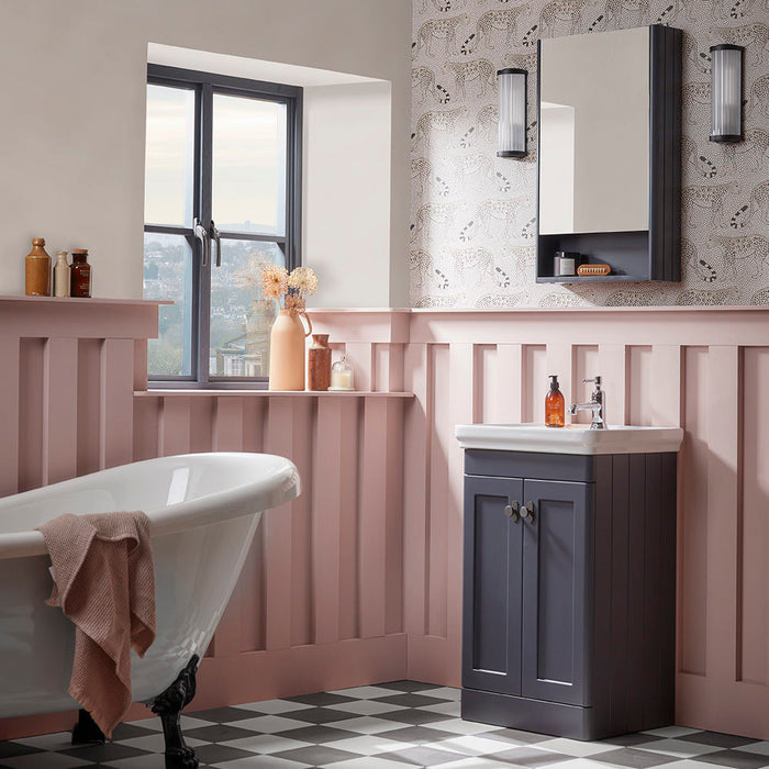 Tavistock Marston 500mm Floor Standing 2 Door Vanity Unit & Basin - Matt Dark Grey - Unbeatable Bathrooms