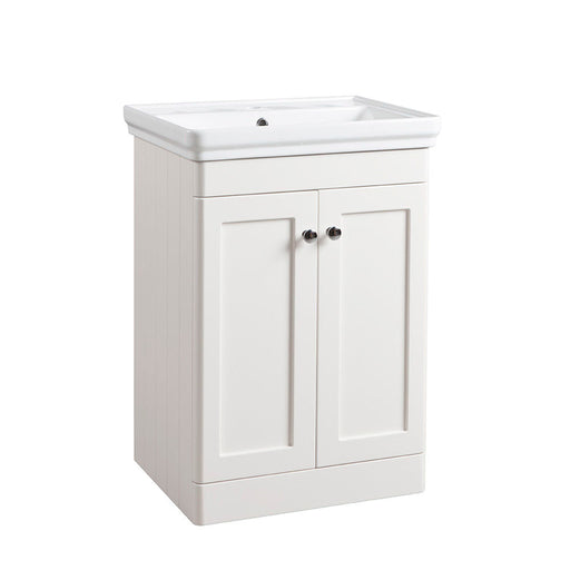 Tavistock Marston 600mm Floor Standing 2 Door Vanity Unit & Basin - Paper White - Unbeatable Bathrooms