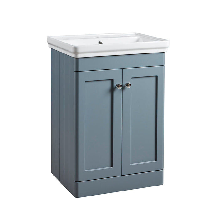 Tavistock Marston 600mm Floor Standing 2 Door Vanity Unit & Basin - Matt Spruce - Unbeatable Bathrooms