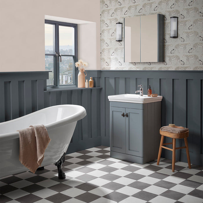 Tavistock Marston 500mm Floor Standing 2 Door Vanity Unit & Basin - Matt Spruce - Unbeatable Bathrooms