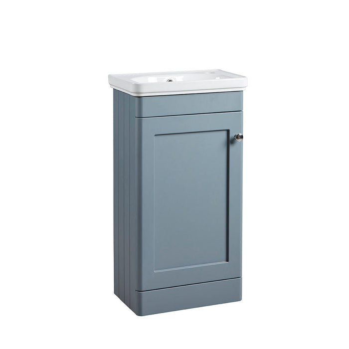 Tavistock Marston 450mm Floor Standing 1 Door Cloakroom Vanity Unit & Basin - Matt Spruce - Unbeatable Bathrooms