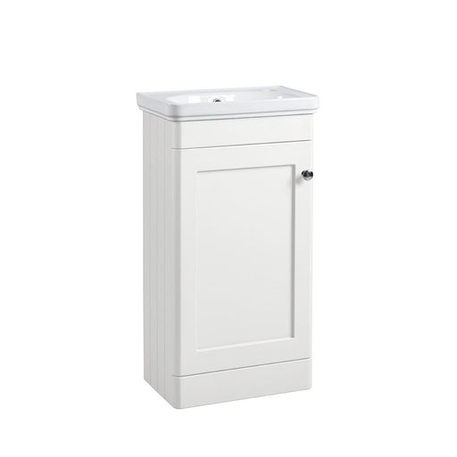 Tavistock Marston 450mm Floor Standing 1 Door Cloakroom Vanity Unit & Basin - Paper White - Unbeatable Bathrooms